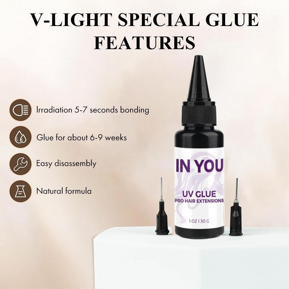 Tangle-Free UV Hair Extension Kit: 2X Faster Remover + 30g Glue & Spares for Invisible Extensions – Salon & Home Use