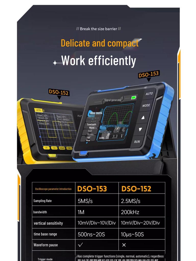 FNIRSI DSO153 Multifunctional Mini Digital Oscilloscope & Signal Generator, 1MHz Bandwidth