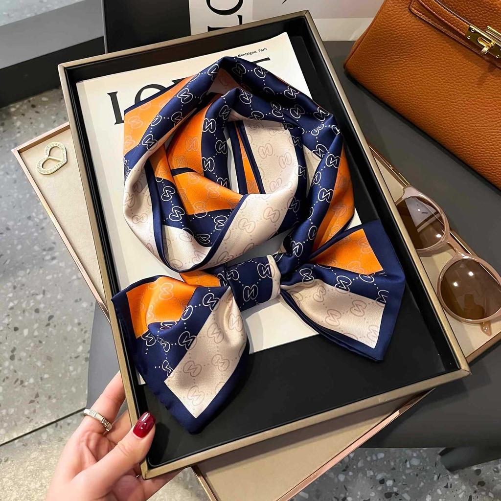 Small Silk Scarf Women's Spring and Autumn Thin Korean Version Versatile Thin and Narrow Long Scarf Tied Hair Temperament Square Scarf with Suit Shirt