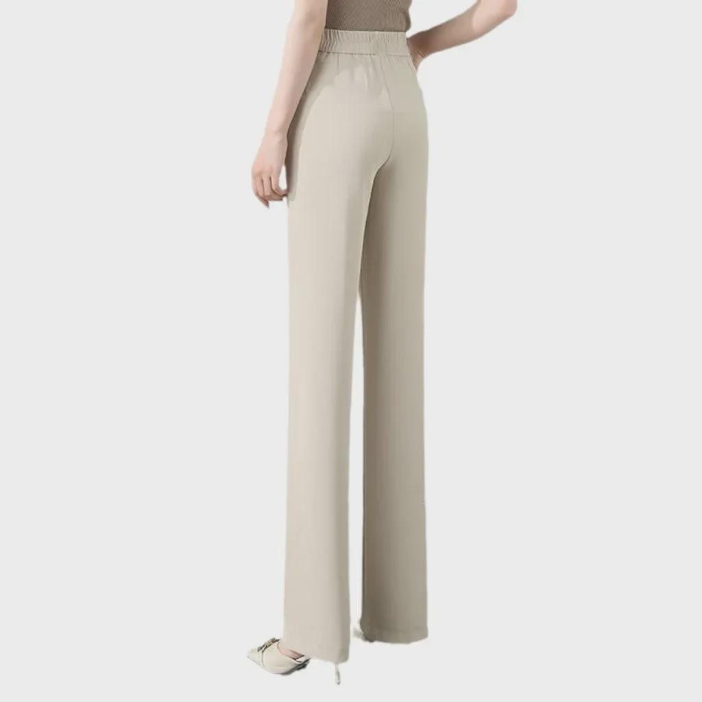 Women's High Waist Ice Silk Summer Pants - Lightweight, Loose-Fit, White Casual Suit Style