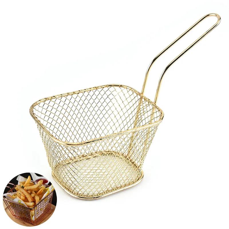 Stainless Steel French Fry Frying Basket Snack Frying Net Basket Oil Separating and Draining French Fry Basket