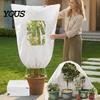 Freeze Proof Plant Sack Winter Cover, Drawstring Protection Bag with Window, Non-woven Thermal Barrier for Fabric Frost Blanket Outdoor Potted Plants