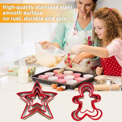 3Pcs Biscuit Mold Durable Stainless Steel Christmas Tree Star Shaped Cookie Cutter for Festive Holiday