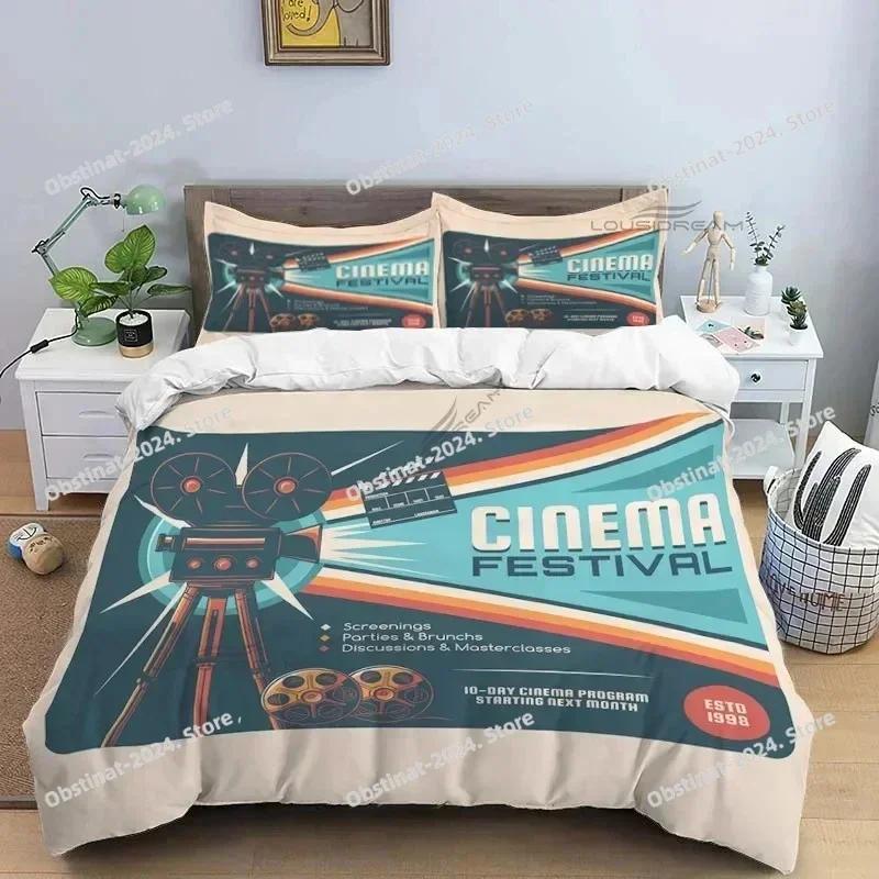 Movie Film Clap Board Patterns Bedding Set Printed Single Comforter Quilt Duvet Cover Pillow Case 3 Pieces Sets Kids Adult Size