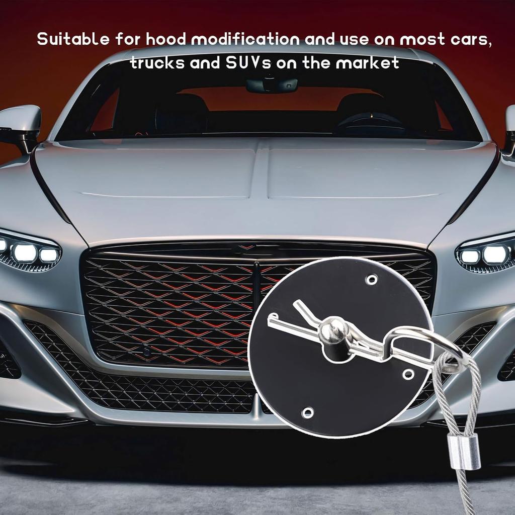 2 PCS Stainless Steel Car Hood P Kit, Quick Release Hood Cover Pin Lock Appearance Kit With Racing Lanyard, Universal Engine Bumper Bonnet Pin For