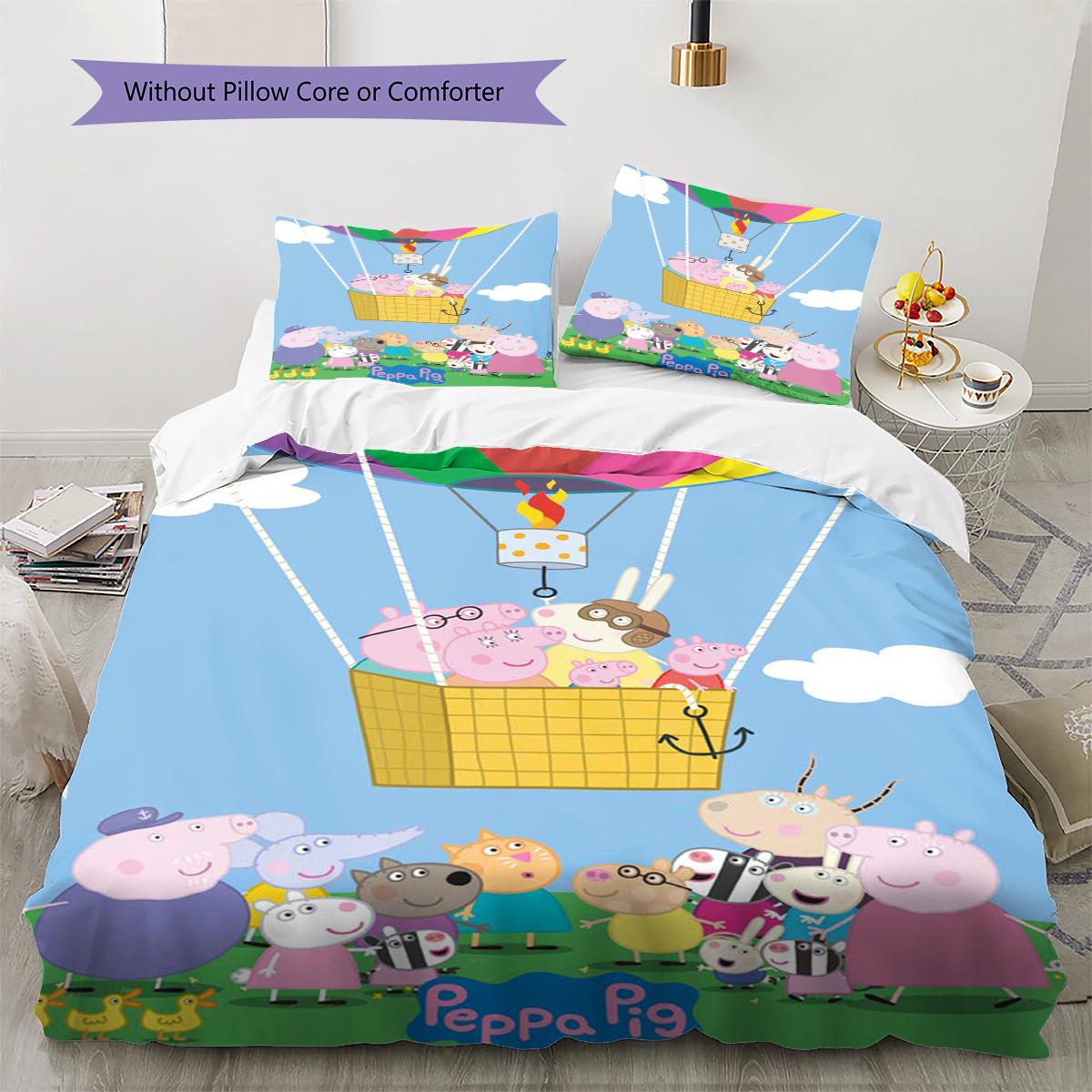 

Рожева свинка Мультяшний візерунок Комплект постільної білизни Ковдра Покривало Наволочка Домашній декор Подарунок (1 * підковдра + 2 * наволочка, без наповнювача) 260x240cm