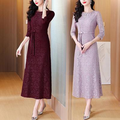 Elegant Lace Waist-Cinching Mother-in-Law Wedding Dress - Autumn/Winter 2025