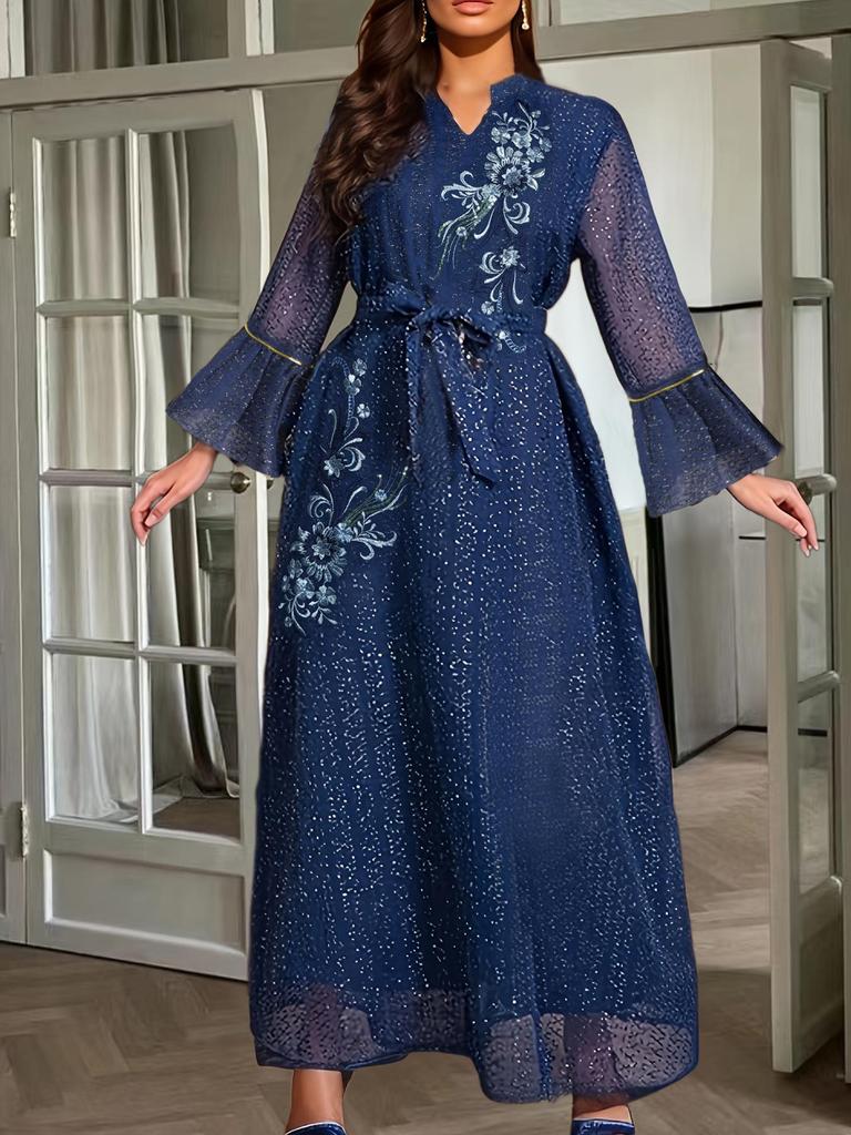 2025 Middle Eastern Muslim Women's Embroidered Dress - New Arabic Dubai Style Robe