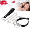 Faux Leather Choker Necklace And Leash Set for Women Adjustable Gothic Black Collar Chain Necklace with Bell for Clubwear Rave BDSM Cosplay