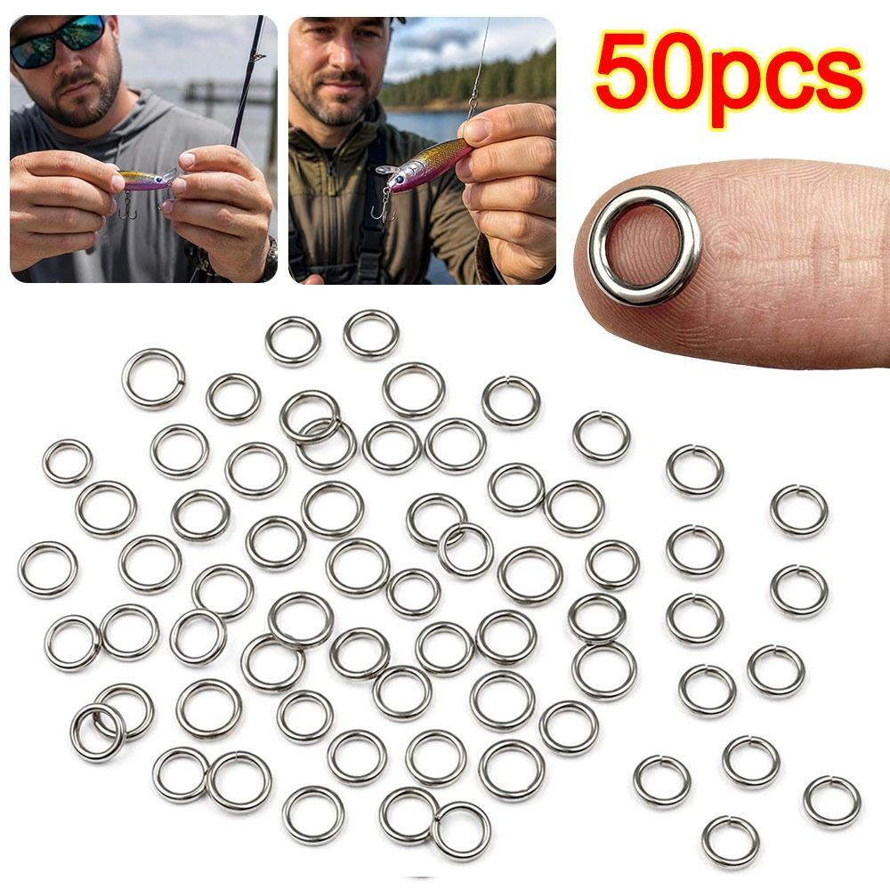 50pcs Solid Ring Fishing Split Rings 50pcs Pack Jig Rings Assist Hook Rings  Freshwater Fishing