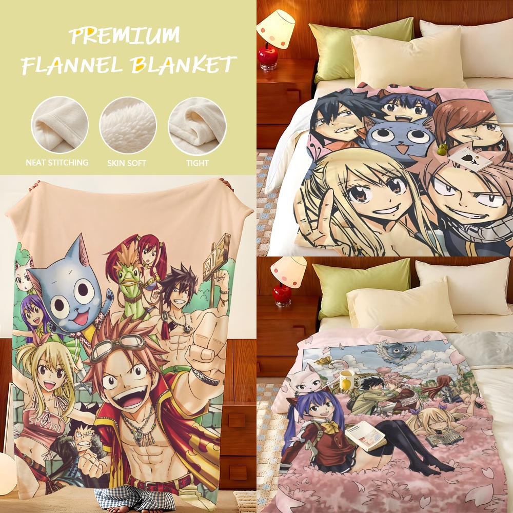 Anime F-Fairy T-Tail Throw Flannel Throw Blanket, Lightweight Cozy, Durable Washable cute Cool