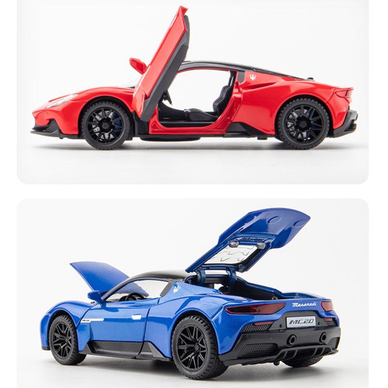 1/32 Diecast Alloy Model Car Miniature Maserati MC20 Supercar Metal Vehicle Ornaments Gifts for Children New Hottoy Red Toy Boys