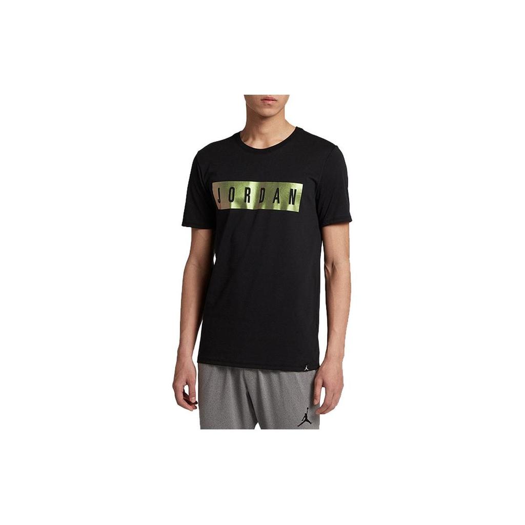 Jordan Alphabet Logo Print Crew Neck Short Sleeve T-Shirt Men Tops Black 916147-010