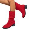 Large size suede fashion stacking boots autumn and winter new medium tube but knee and women's boots