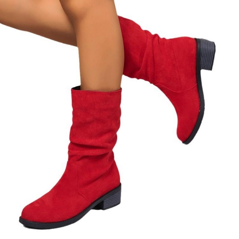 Large Size Suede Fashion Stacking Boots Autumn and Winter New Medium Tube But Knee and Women's Boots