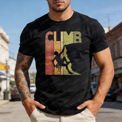 Climb Rock Climbing Adventure Outdoor Sport Men T Shirt Cotton Summer Short Sleeve Casual Fashion Top Gift for Climber
