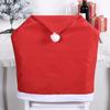 Non-Woven Red Christmas Hat Chair Cover Set - Festive Table Decoration with Soft Feel
