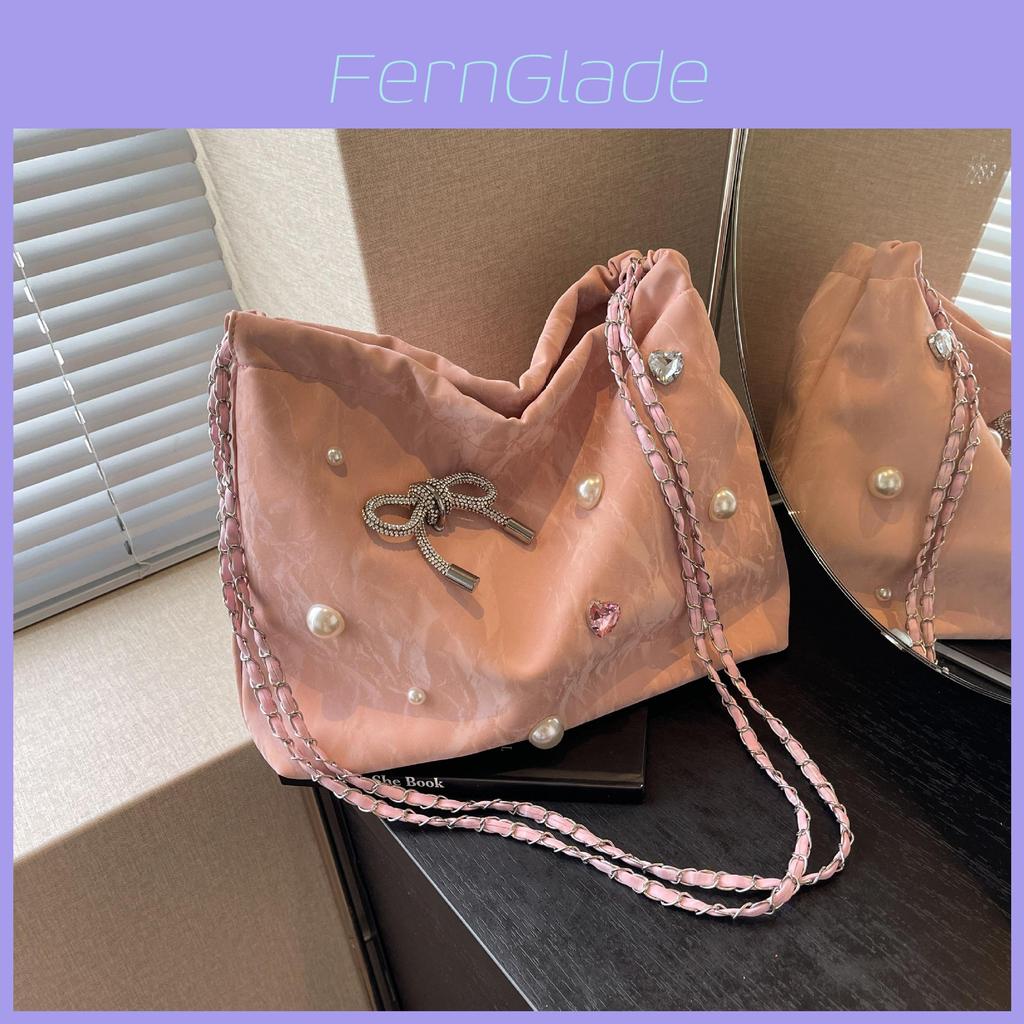 Stylish Korean Fashion Large Capacity Tote Bag For Women In Black Beige Pink Silver