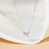 Sparkling Diamond Small Bow Necklace Women Light Luxury and Sweet Collarbone Chain