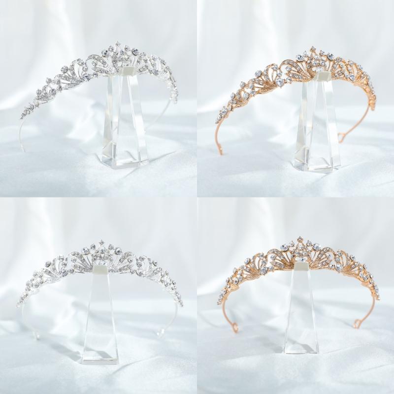 Elegant Rhinestones Bridal Crowns For Weddings Lightweight Metal Queen Crowns Headbands For Bride And Special Occasion
