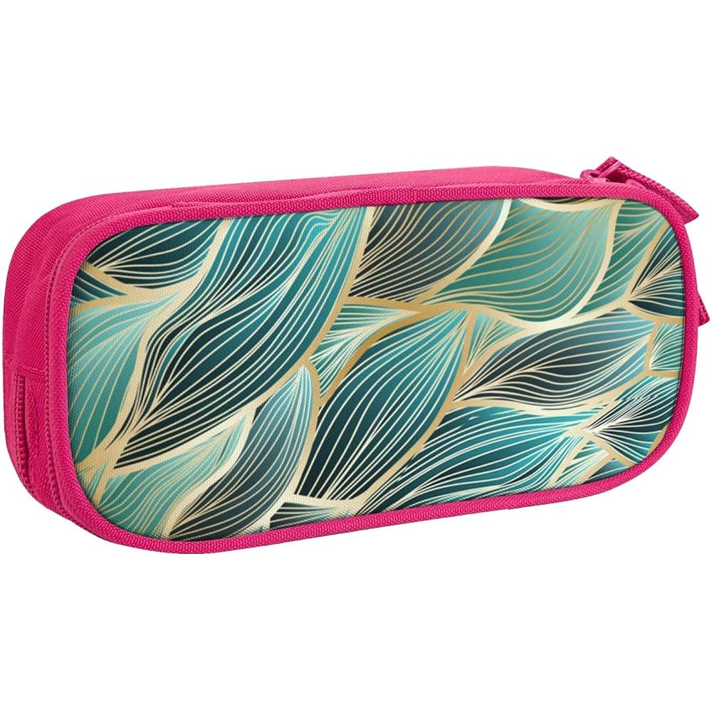 Pencil Case, Large Capacity, Pen Holder, Multifunctional, Pen Pouch, Gold and Green Woven Pattern...