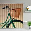 Retro Old Street Building Bicycle Landscape Shower Curtains European Style Poster Bathroom Curtain Waterproof Fabric With Hooks
