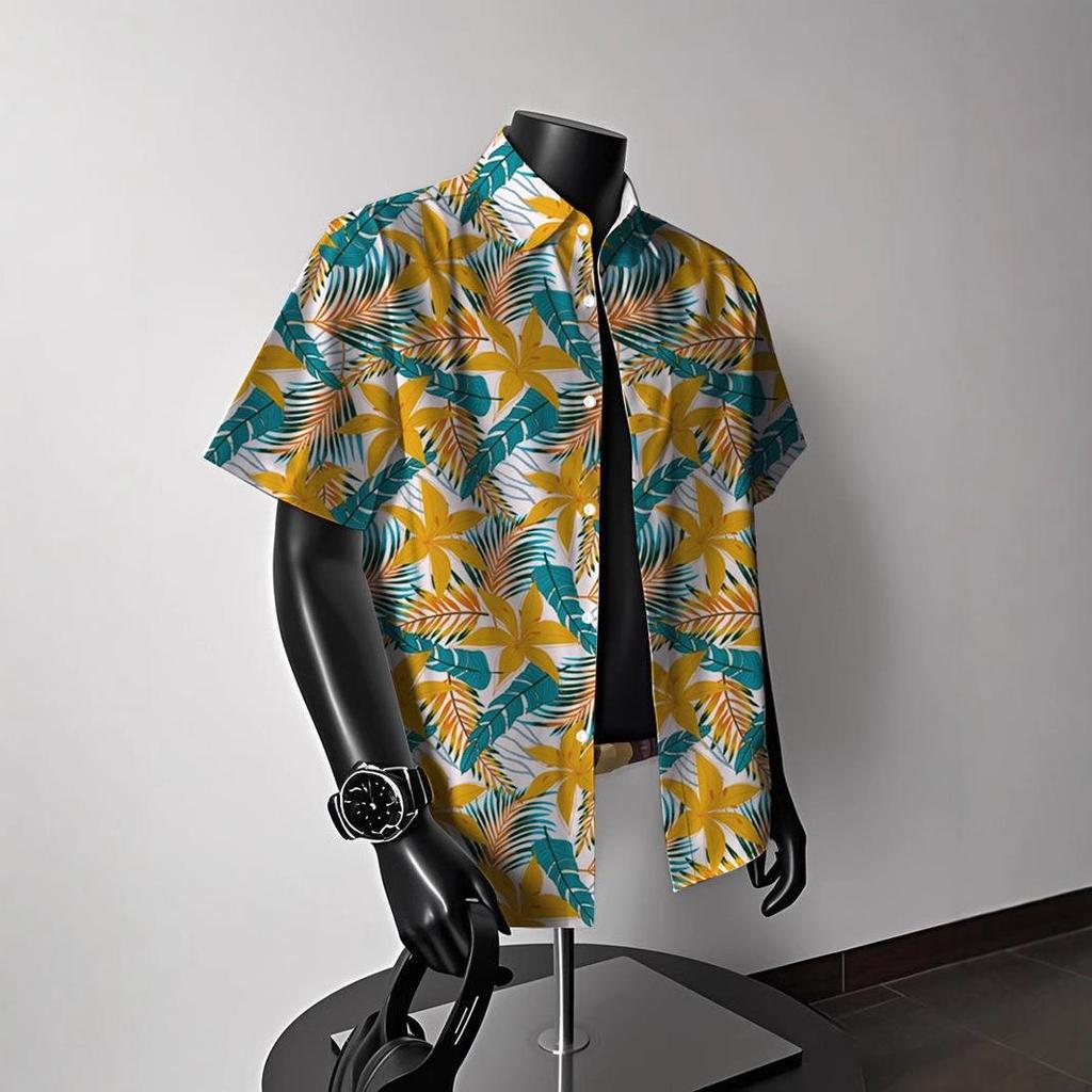 Heren Vintage Hong Kong-Stijl Hawaiiaans Bloemen Korte Mouw Shirt: Trendy Zomerstrandkleding voor Koppels