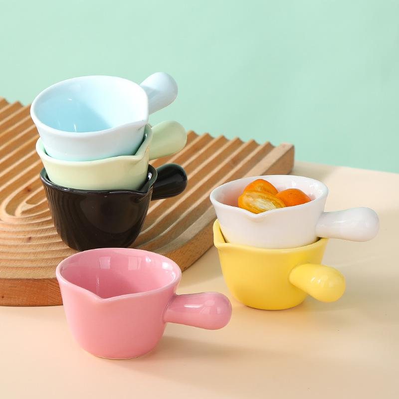 Keramischer Kaffee-Milchkrug mit Griff Kleine Milchtasse Steaksoßenbecher Milchlöffel Schnabeltasse Runde Zuckerdose Kaffeeutensilien