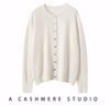 2026 Autumn Women's 100% Cashmere Round Neck Cardigan - High-End Long Sleeve Knit Short Jacket Top