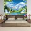 2D Plane Mountain Scenery Waterfall Flower Background Fabric Indoor and Outdoor Event Decorations Polyester Fiber