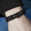 European and American New Simple Matte Black Bead Volcanic Stone Crown Black Zircon Bracelet Set 1 Elastic Buddha Bead Bracelet