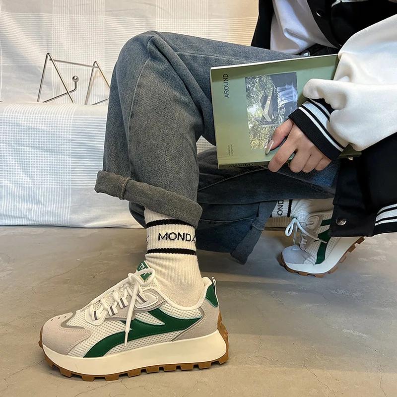 Women's Vulcanized Shoes Platform Sneakers Mesh Breathable Sport Running Shoes for Women Training Shoes Zapatos De Mujer