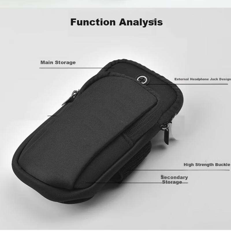 Outdoor Cycling Sports Arm Bag, Fitness Portable Storage Pouch, Phone Bag, Sports Phone Case, Running Arm Bag Style, Black