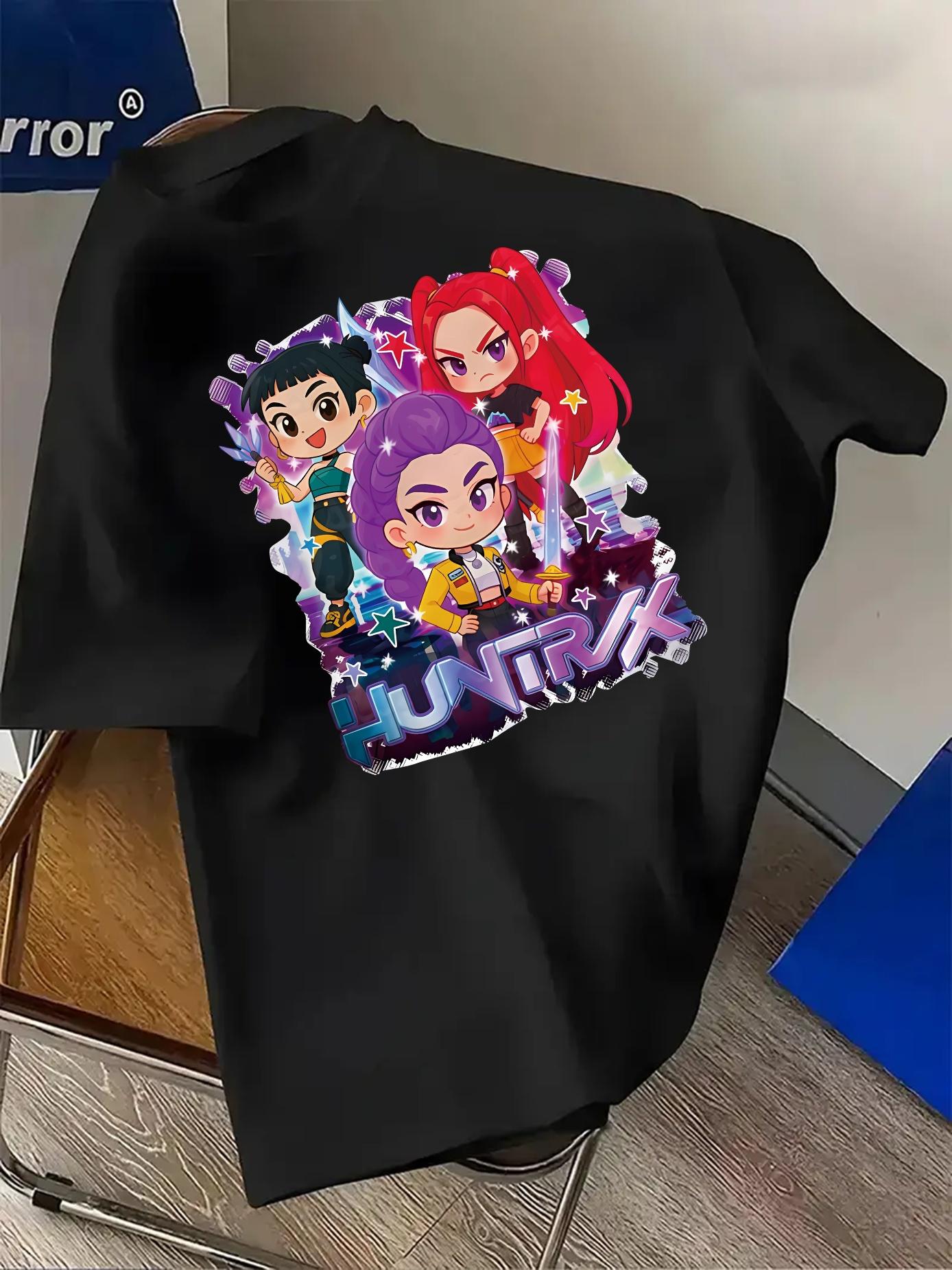 

Women s Casual Crew Neck T-shirt Spring/summer Collection Fit Short Sleeve Regular Length With Huntrx Anime-style Character 3XL