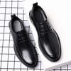 Leather Shoes Men's Formal British Style Casual Low-top Black Round Head Wedding Groom Shoes 2025