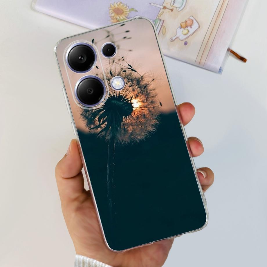 For Xiaomi Poco M6 Pro 4G Capa Case Transparent Soft TPU Slim Bumper Shell Love Heart Cute Cat Coque For Redmi Note 13 Pro 4G