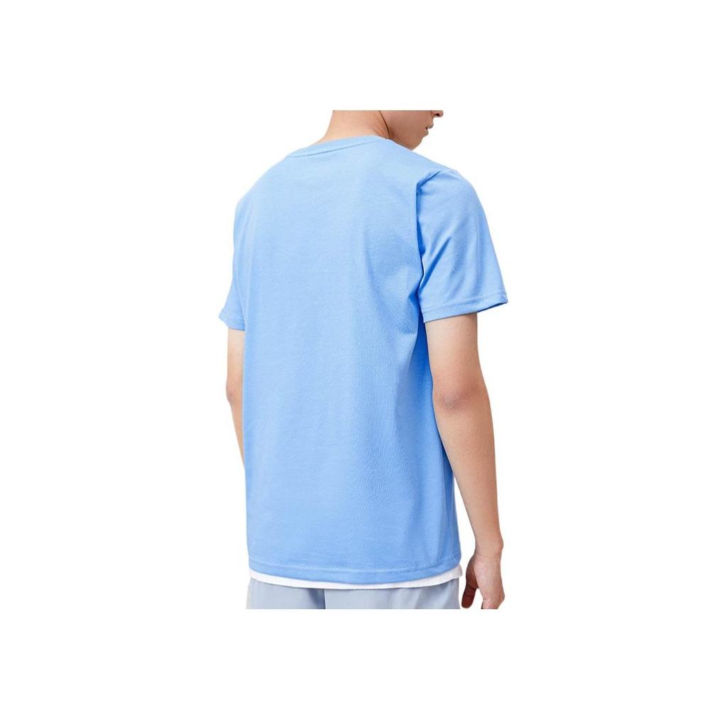 Anta Solid Color Letter Print Fitted Straight T-Shirt Men Tops Blue 152221127-2