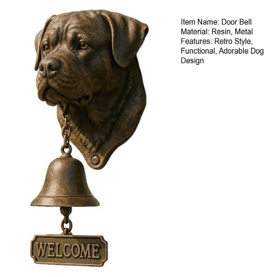 Dog Welcome Bell Doberman Bulldog Door Bell with Welcome Sign Retro Shopkeepers