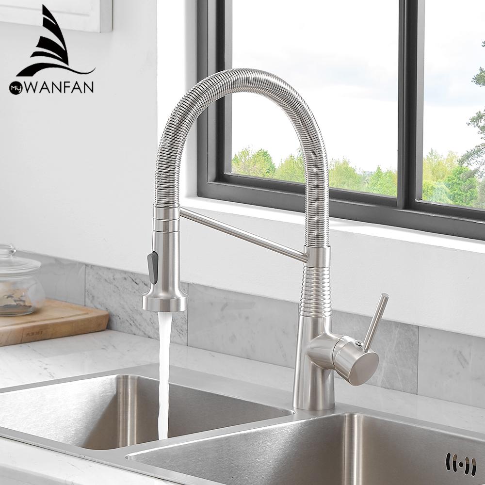 Brushed Nickel Kitchen Faucet Single Hole Pull Out Spout Kitchen Sink Stream Sprayer Head Brushed Nickel Mixer Tap 866033
