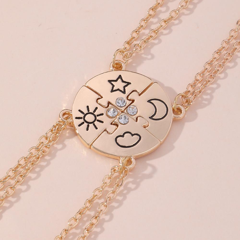 4pcs/set Jewelry Set Best Friends Forever Necklace Sun Moon Cloud Star Necklace Couple