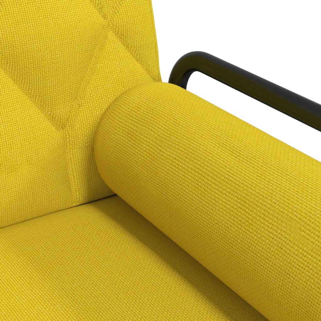 Sofa Bed with Armrests Light Yellow Fabric