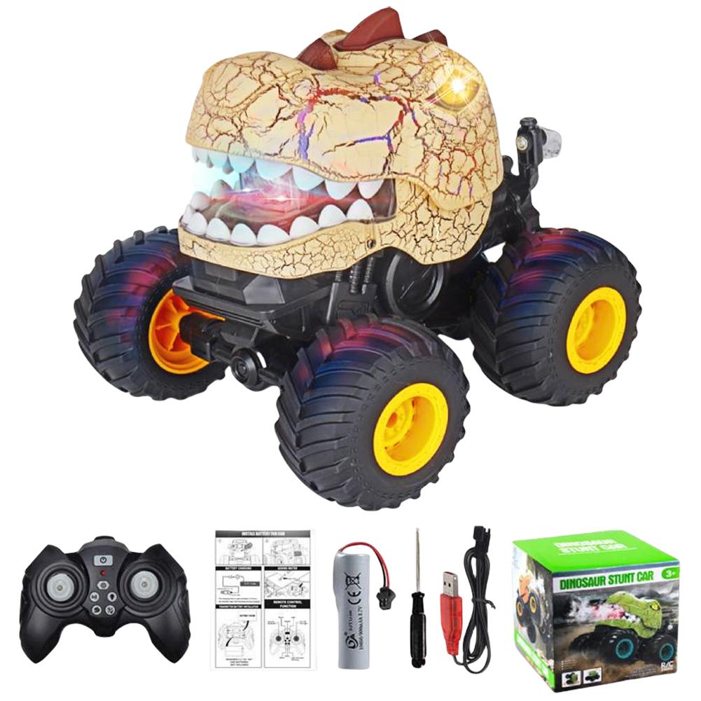 

Dinosaur Remote Control Car with Spray Light & Sound 2.4Ghz RC Stunt Car All Terrain RC Cars for Kids Boys Age 3-5 6-7 8-12 жовтий