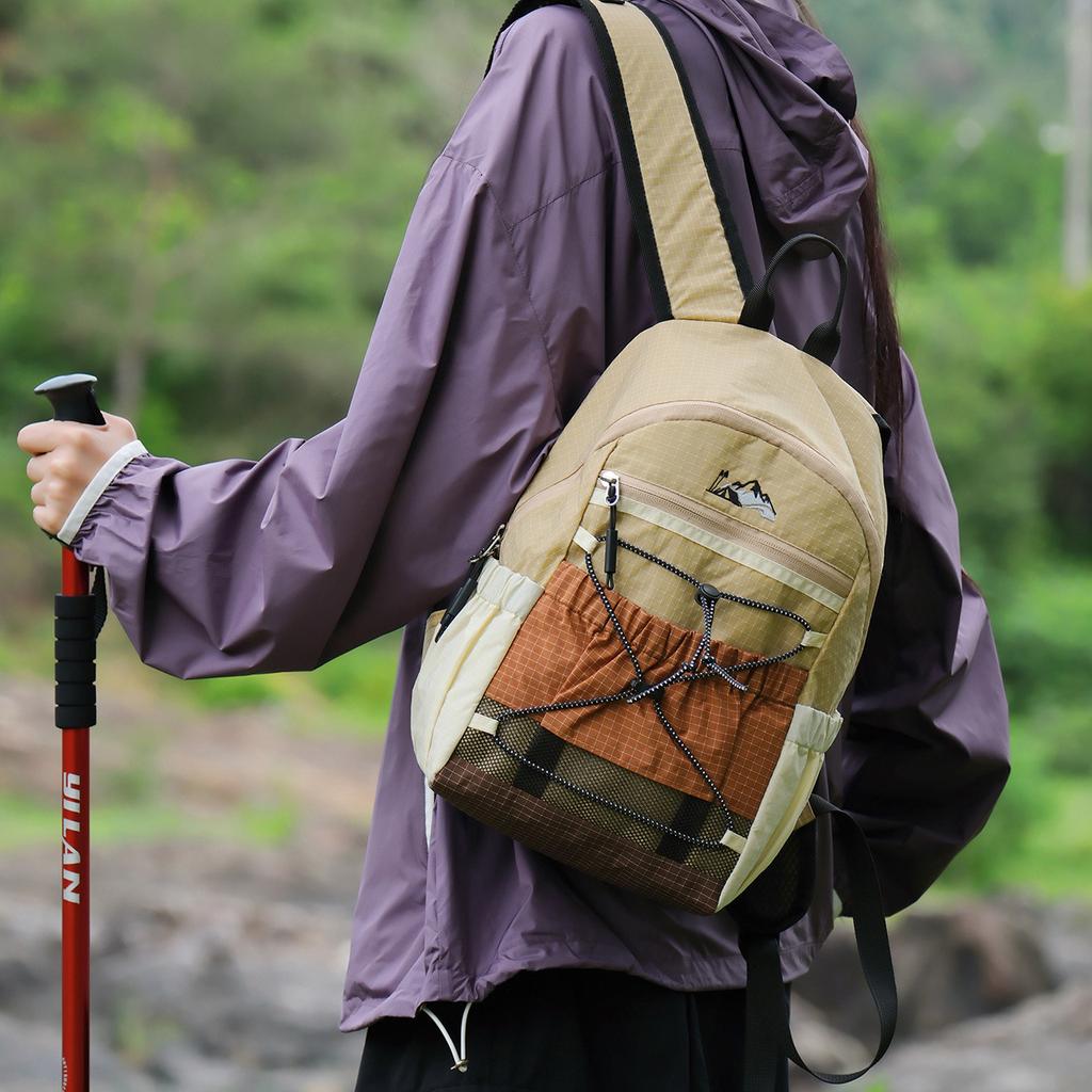 Schoolbag Korean Style Color-Block Backpack 1011 Summer New Outdoor Sports Drawstring Fashion Backpack Casual Travel School Bag