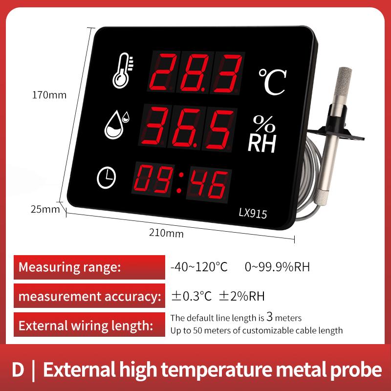 Digital Hygrometer Outdoor Indoor Sauna Thermometer WIth Alarm Digital Wall Clock Temperature Meter And Sensor