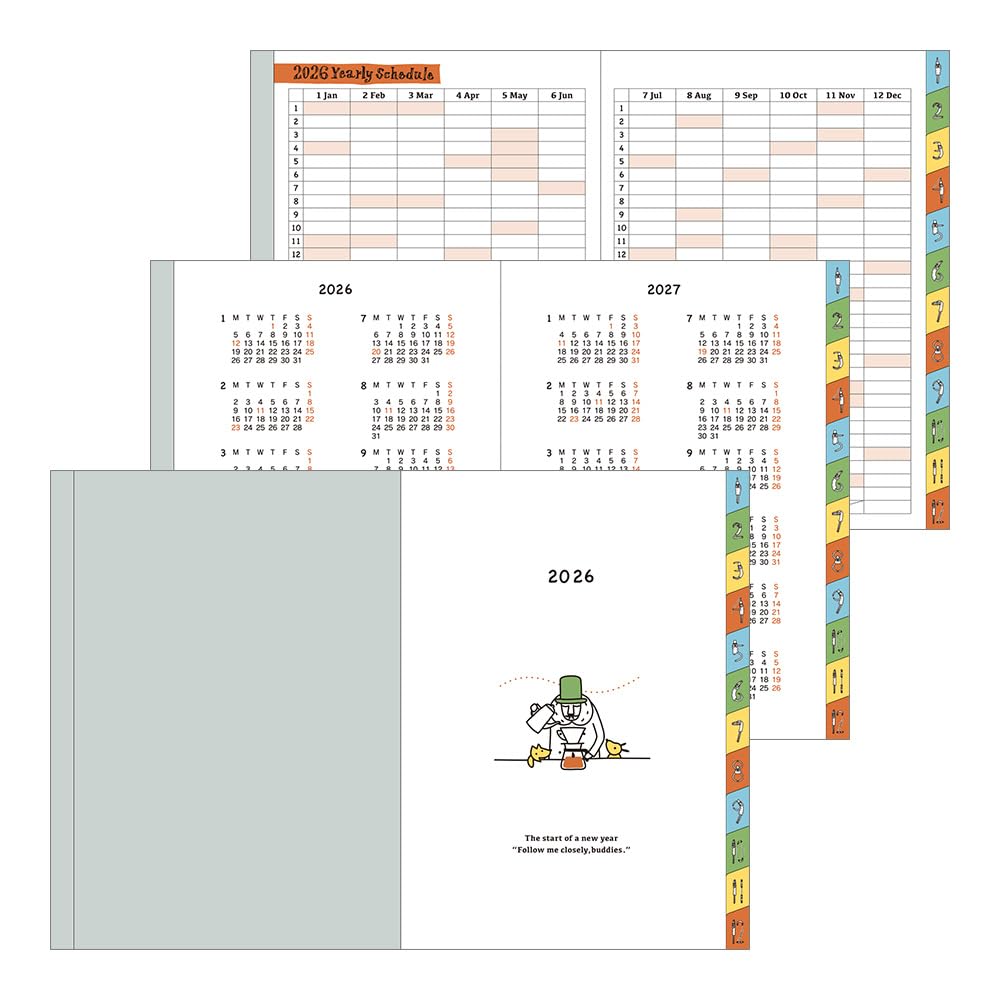 Midori Pocket Diary, 2026, A6, Weekly, Limited Edition, with Bookmark, Old Man Design, 22371006 (Starts January 2026)