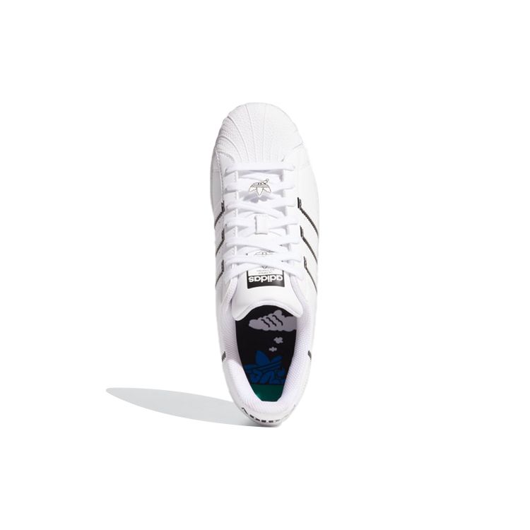 Adidas Superstar White Black Unisex Sneakers Cloud-White Core-Black Blue-Bird GV7186