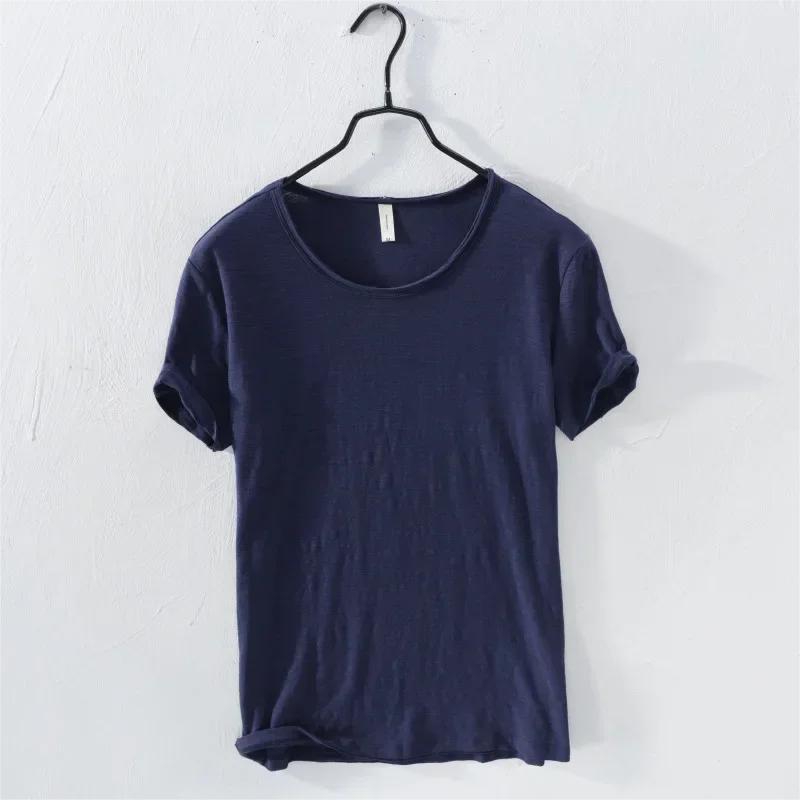 Heren Korte Mouw T-shirt Bamboe Katoen Casual Korte Heren T-shirt Effen Kleur Dunne Basis Onderhemd Tops T-shirts