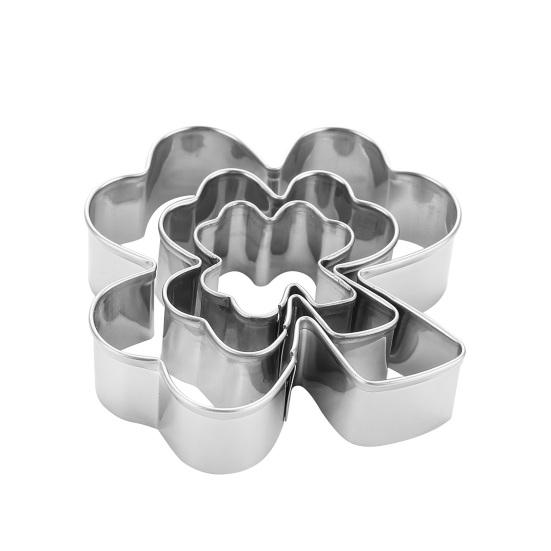 3 Stück/Set St. Patrick Day Kuchenform Edelstahl 430 Antihaft Klee-Thema Fondant-Ausstecher Bastelton Modellierwerkzeug Ausstechformen