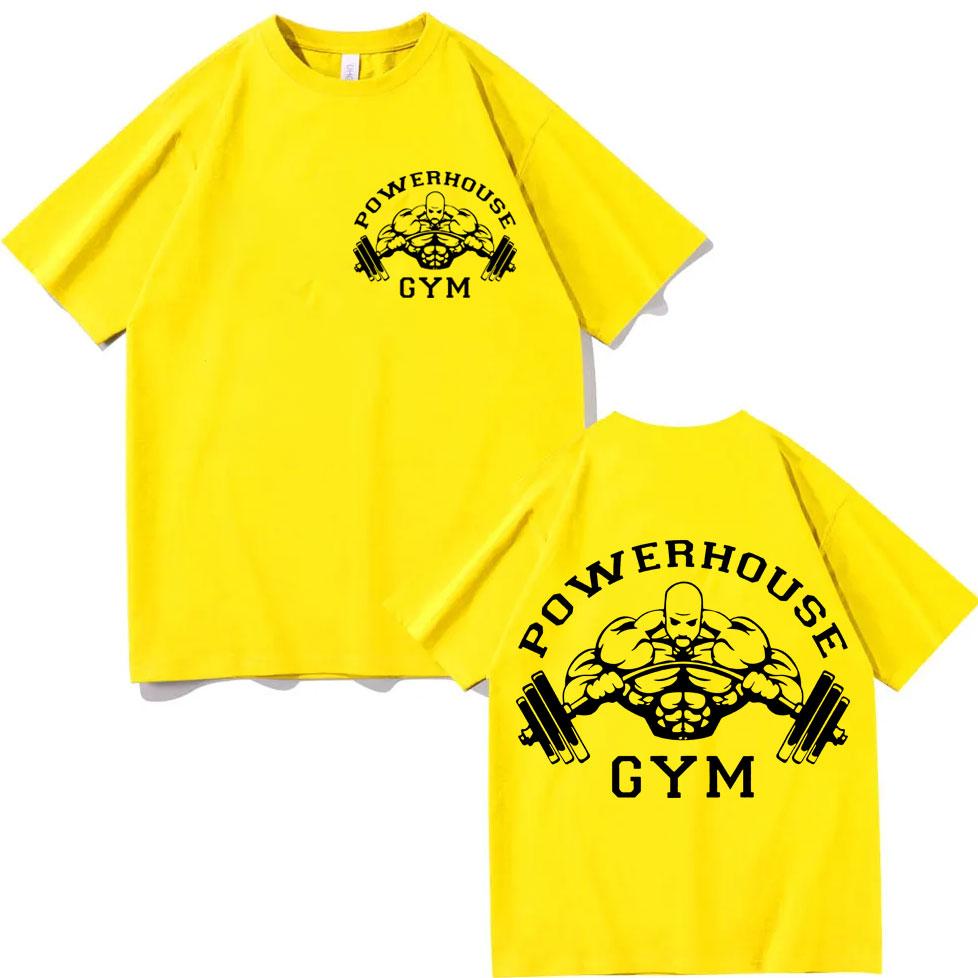 Powerhouse Gym Doppelseitige Grafik T-Shirts Mode Lässig Locker Kurzarm T-Shirts Herren Damen Hohe Qualität Baumwolle T-Shirts