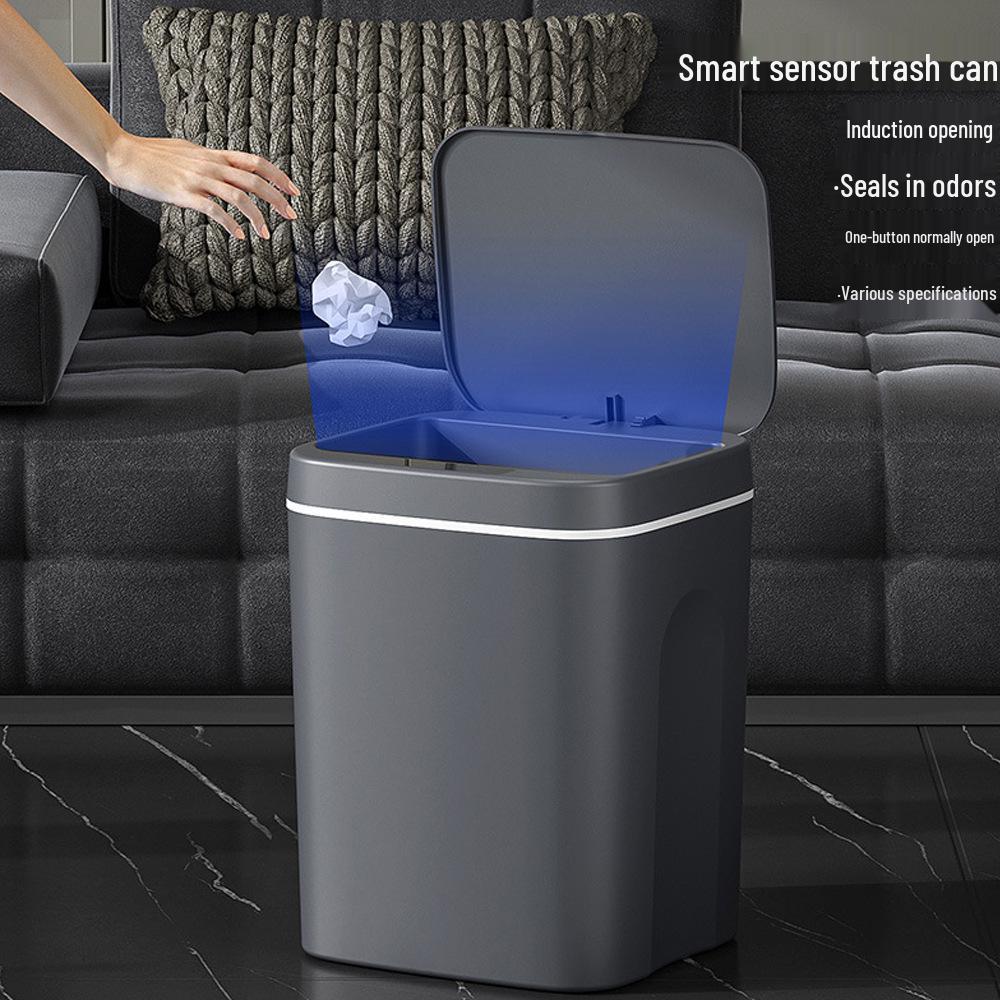 Waterproof Smart Sensor Trash Can with Automatic Lid for Kitchen, Bathroom, and Living Room